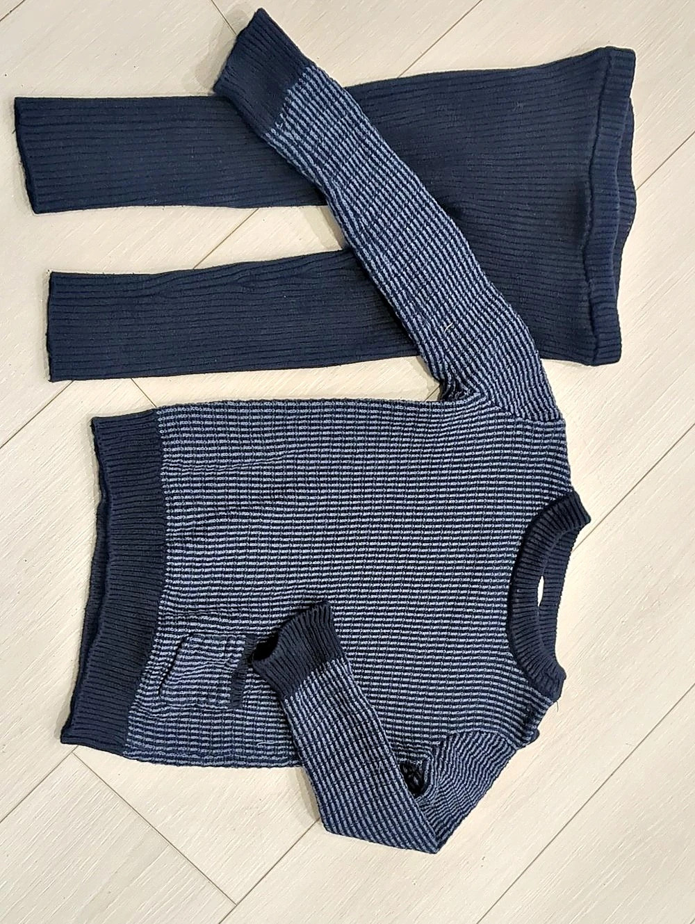 looms Cotton Striped Long Sleeve With Matching Knit Pants in Blue Size 4T